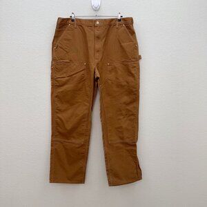 VTG Carhartt USA Double Knee Brown Loose Fit Original Work Pants B01 Mens 42x32